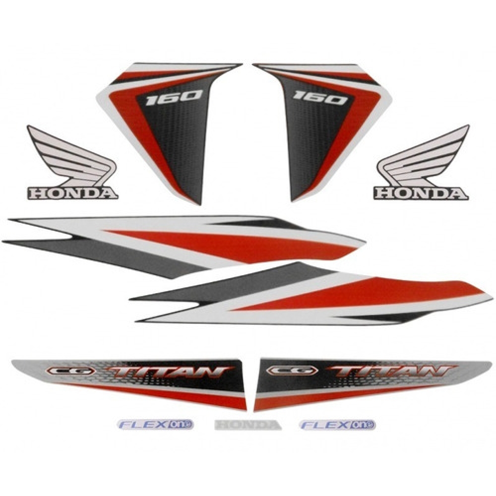 Kit Adesivos Faixa Honda Titan 160 Preta 2016 Jogo Adesivo