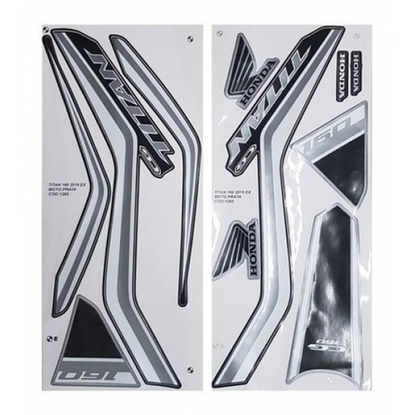 Kit Adesivos Faixas Titan 160 Prata Cinza 2019 Jogo Adesivo