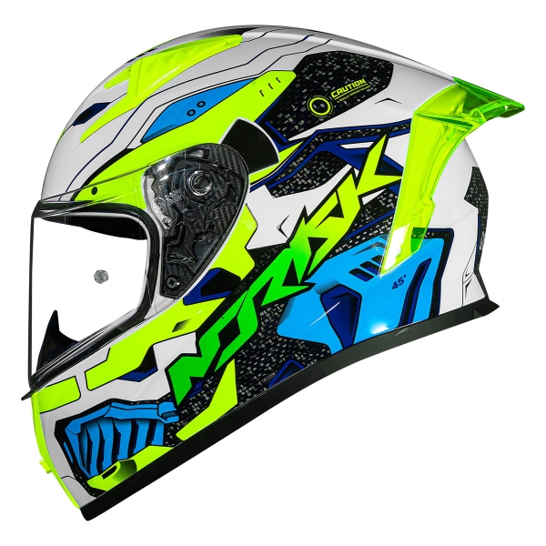 Capacete Moto Norisk Flow Robot Branco Amarelo C/ Spoiler + Viseira Extra Lançamento