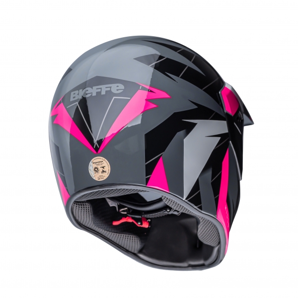 Capacete Moto Feminino Bieffe 3 Sport Hills Esportivo Cross Trilha Cinza Rosa C/ Selo Inmetro Lançamento