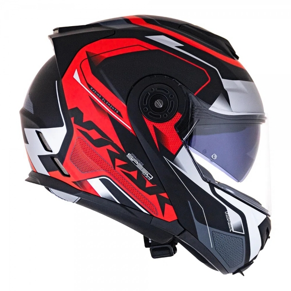 Capacete Moto Robocop Escamoteável Norisk Route FF345 Speedmax Articulado C/ Óculos E Selo Inmetro - Preto Vermelho Fosco