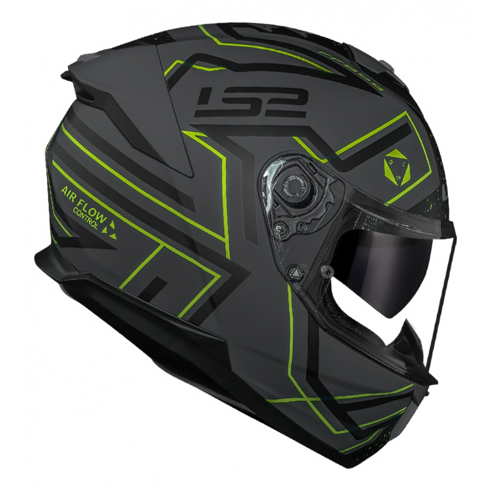 Capacete Moto Fechado Ls2 Ff808 Stream 2 Maze Esportivo C/ Óculos Interno Lançamento C/ Selo Inmetro - Preto Verde