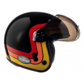 Capacete Moto Aberto Peels F-21 F21 Click Yesterday Vintage Retro C/ 2 Viseiras Queixeira Removível - Vermelho Brilho