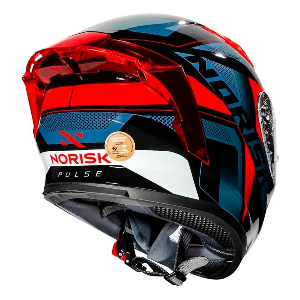 Capacete Moto Norisk Flow Razor Pulse Azul Preto Vermelho C/ Spoiler + Viseira Fumê Extra Lançamento - Preto Vermelho