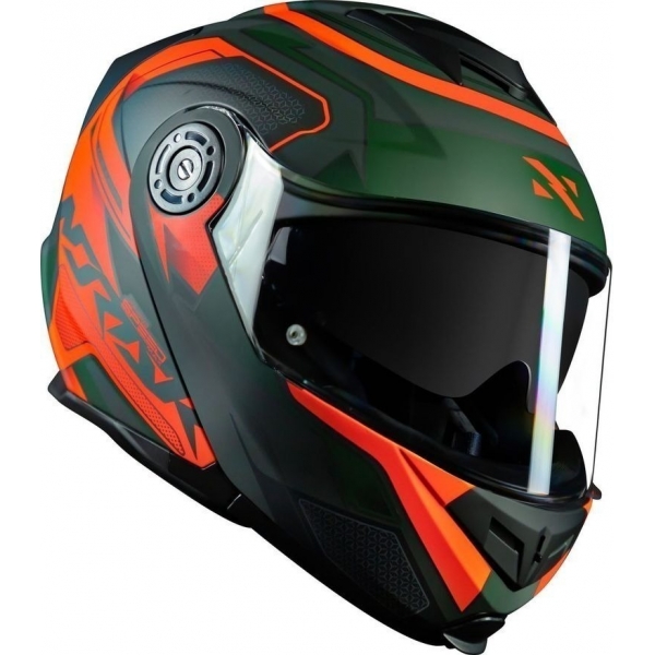 Capacete Moto Robocop Escamoteável Norisk Route FF345 Speedmax Articulado C/ Óculos E Selo Inmetro - Verde Laranja Fosco
