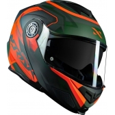 Capacete Moto Robocop Escamoteável Norisk Route FF345 Speedmax Articulado C/ Óculos E Selo Inmetro - Verde Laranja Fosco