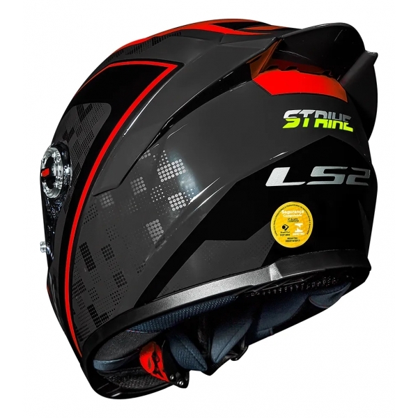 Capacete Moto LS2 FF358 Classsic S Striker Titanium Vermelho C/ Spoiler Masculino Feminino Lançamento