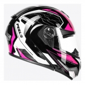Capacete Moto Feminino Articulado Robocop Peels Urban U-Rb2 Ocean Escamoteável C/ Óculos Interno C/ Selo Inmetro - preto e rosa