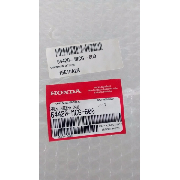 Carenagem Interna Grade Moto Nx400 Falcon 2013 2014 2015 Original Honda