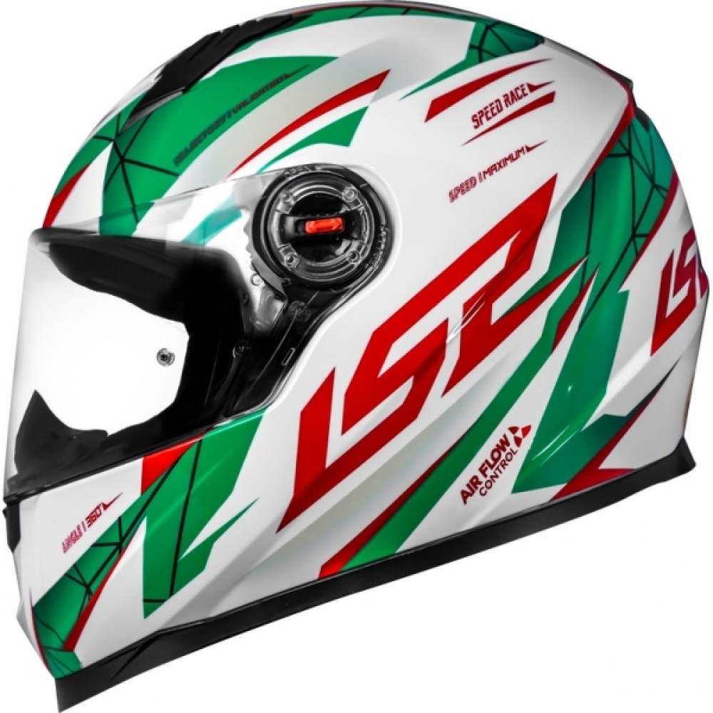 Capacete Moto Esportivo Fechado Ls2 Ff358 Classic Draze Italia Verde Branco Vermelho C/ Selo Inmetro