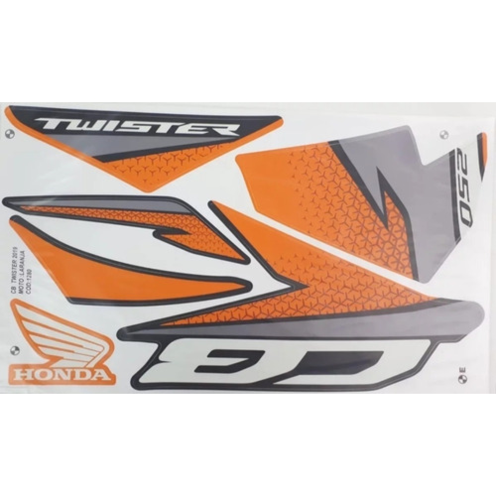 Kit Adesivos Faixa Cb 250 Twister 2019 Laranja Jogo Adesivo