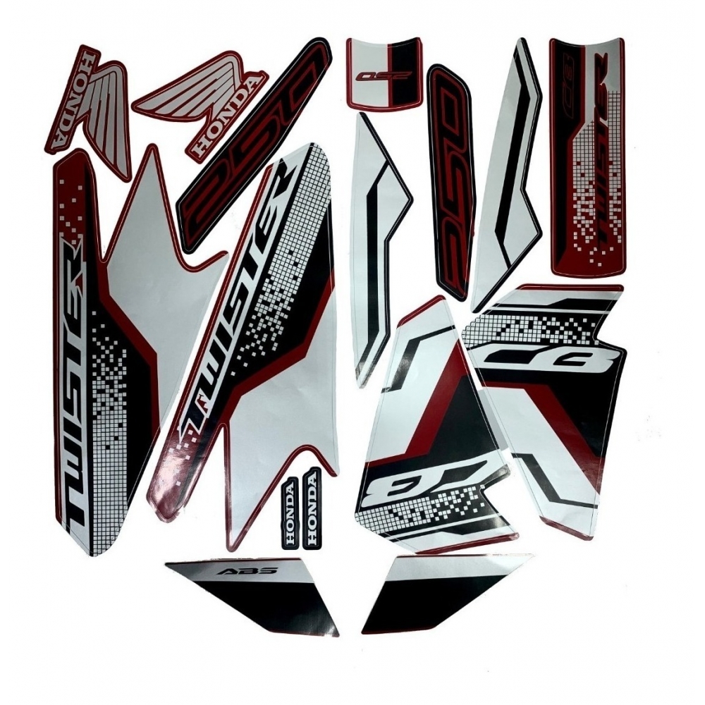 Kit Adesivos Cb 250 F Twister 2021 Abs Vermelha Jogo Adesivo - Moto Vermelha 2021