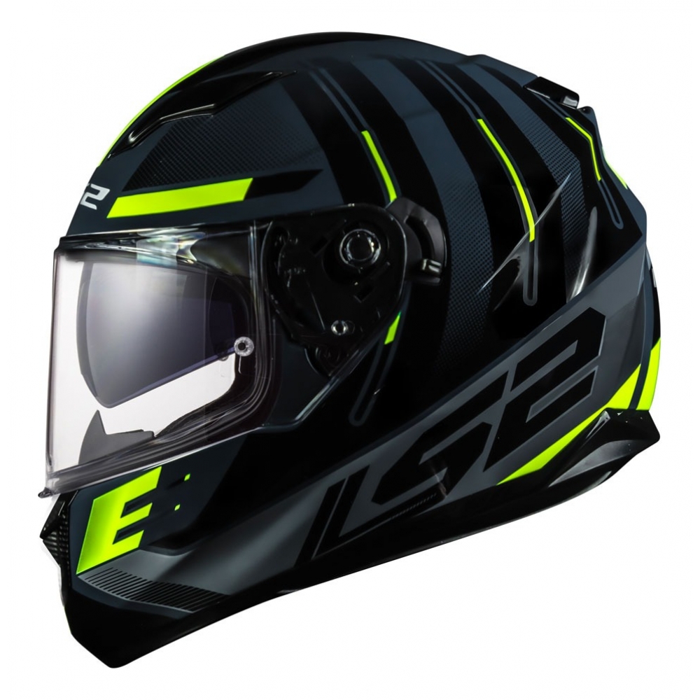 Capacete Moto Esportivo Fechado Ls2 Ff320 Stream Shadow Cinza Amarelo Neon C/ Óculos Interno C/ Selo Inmetro
