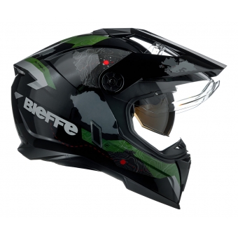 Capacete Moto Bieffe B-Trail Big Trail Frontier Estrada Verde Militar Preto C/ Óculos Sol Lançamento