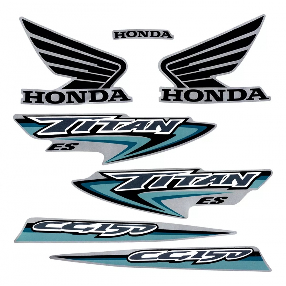 Kit Adesivos Faixas Moto CG Titan 150 ES 2007 Prata Jogo Adesivo