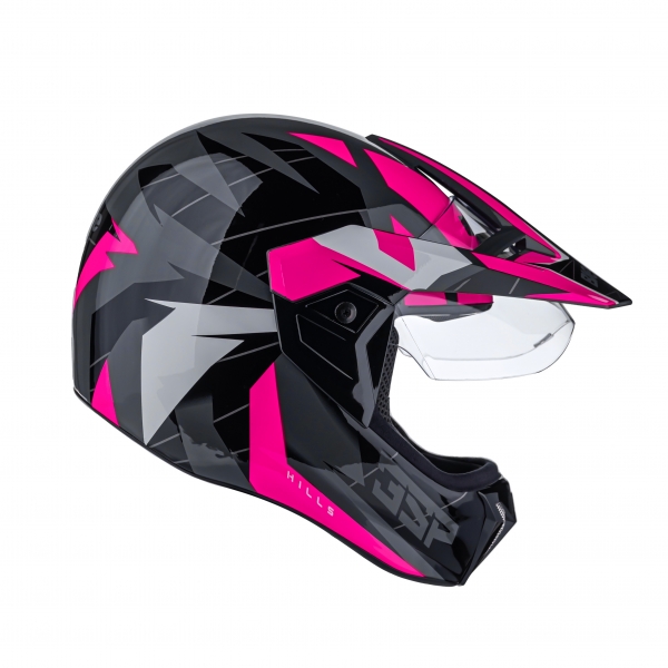 Capacete Moto Feminino Bieffe 3 Sport Hills Esportivo Cross Trilha Cinza Rosa C/ Selo Inmetro Lançamento