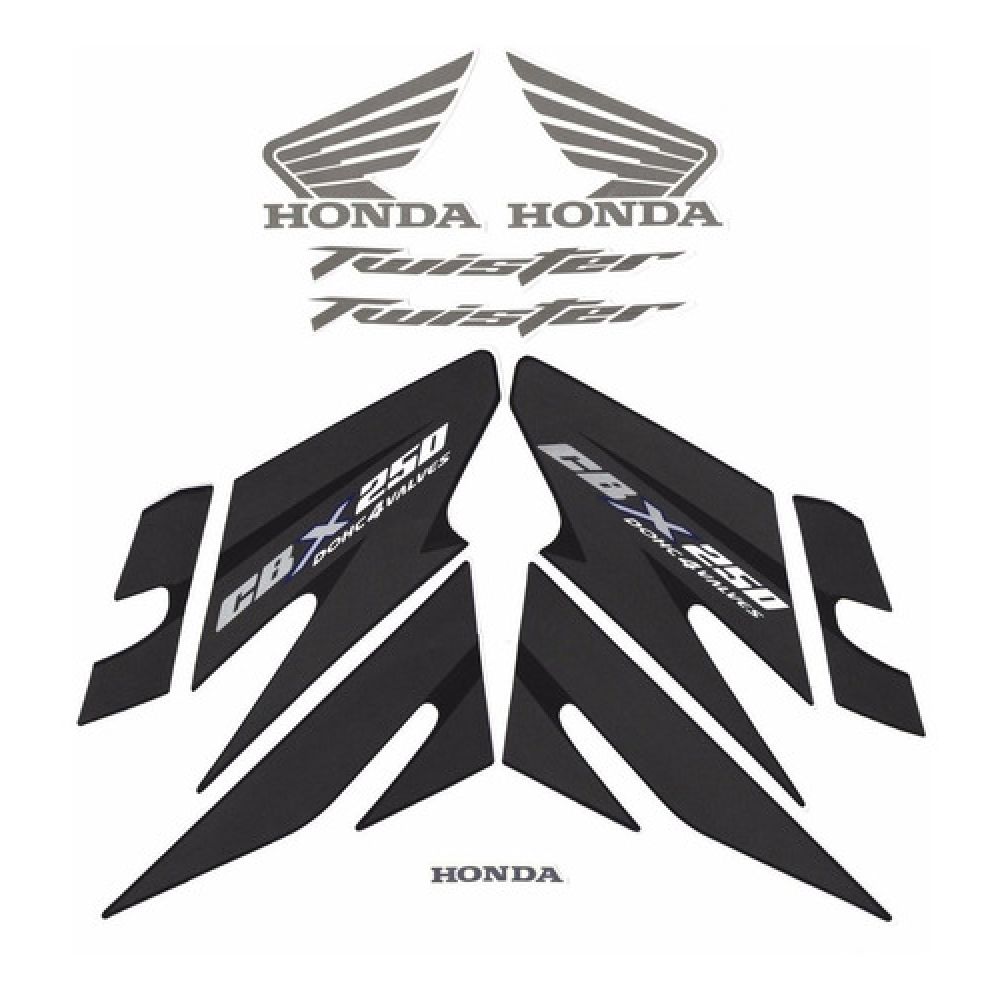 Kit Adesivos Faixa Cbx 250 Twister 2008 Preta Jogo Adesivo Cartela Modelo Original Jotaesse