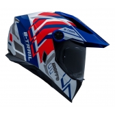 Capacete Moto Bieffe Big B Trail Defender Cross Branco Azul Vermelho C/ Óculos Sol Lançamento