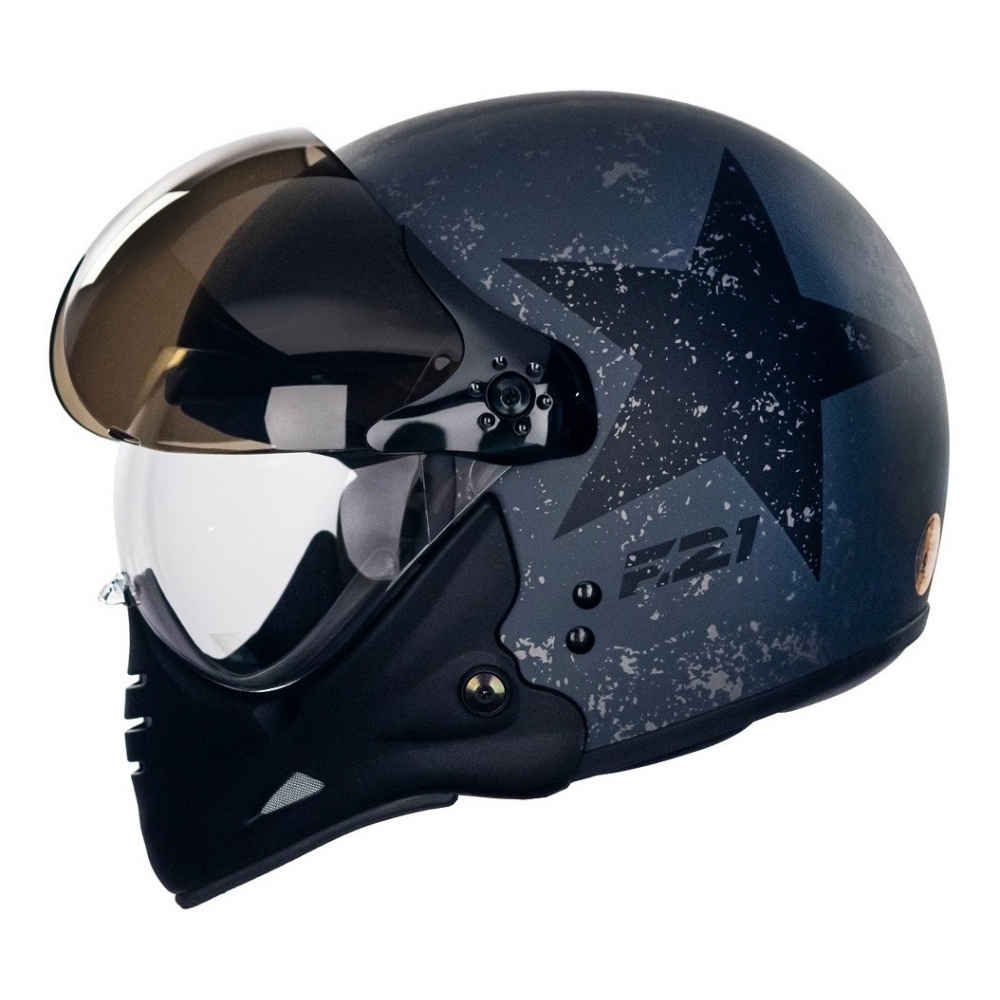 Capacete Aberto Custom Peels Mirage F21 F 21 Army Tank Militar Aviador Preto Chumbo Fosco C/ 2 Viseiras - Preto-chumbo