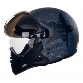 Capacete Aberto Custom Peels Mirage F21 F 21 Army Tank Militar Aviador Preto Chumbo Fosco C/ 2 Viseiras - Preto-chumbo
