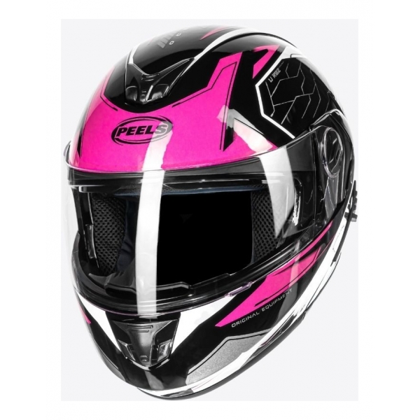 Capacete Moto Feminino Articulado Robocop Peels Urban U-Rb2 Ocean Escamoteável C/ Óculos Interno C/ Selo Inmetro - preto e rosa