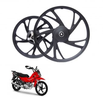 Jogo Roda Rodão Liga Leve Moto Pop 100 Pop100 Pop 110 Pop110i 5 Pontas Pé Galinha Scud