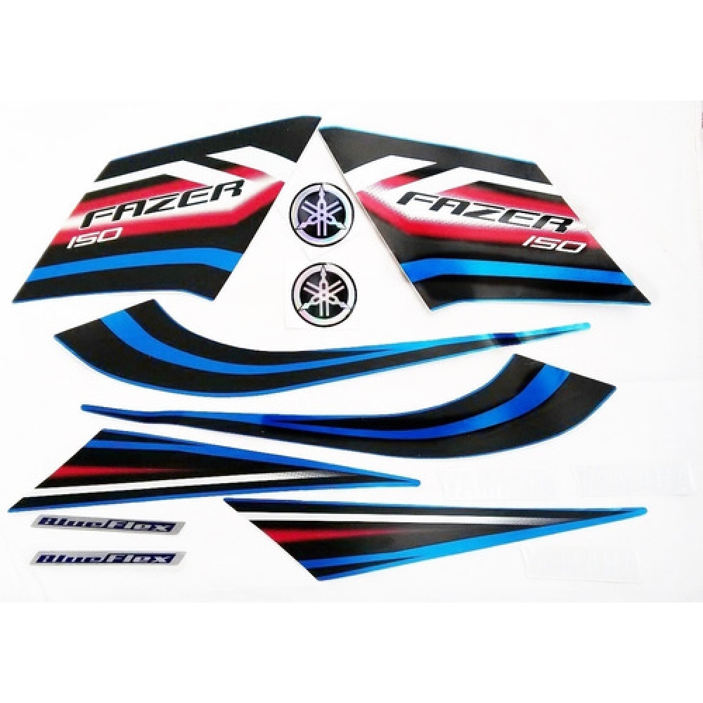Kit Adesivos Faixa Fazer 150 Sed 2014 2015 Azul Jogo Adesivo