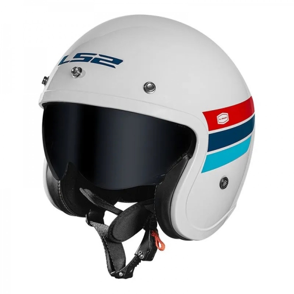 Capacete Moto Aberto Ls2 Of599 Spitfire Custom Vintage Retro Harley C/ Óculos e Selo Inmetro Masculino Feminino - Branco