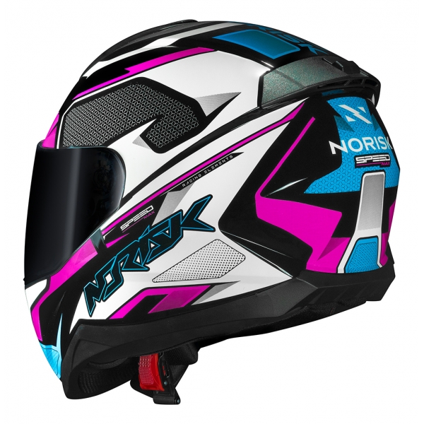 Capacete Esportivo Moto Norisk Razor Speedmax Branco Rosa Fechado Masculino Feminino