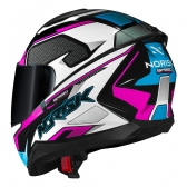 Capacete Esportivo Moto Norisk Razor Speedmax Branco Rosa Fechado Masculino Feminino
