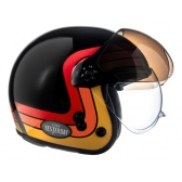 Capacete Moto Aberto Peels F-21 F21 Click Yesterday Vintage Retro C/ 2 Viseiras Queixeira Removível - Vermelho Brilho