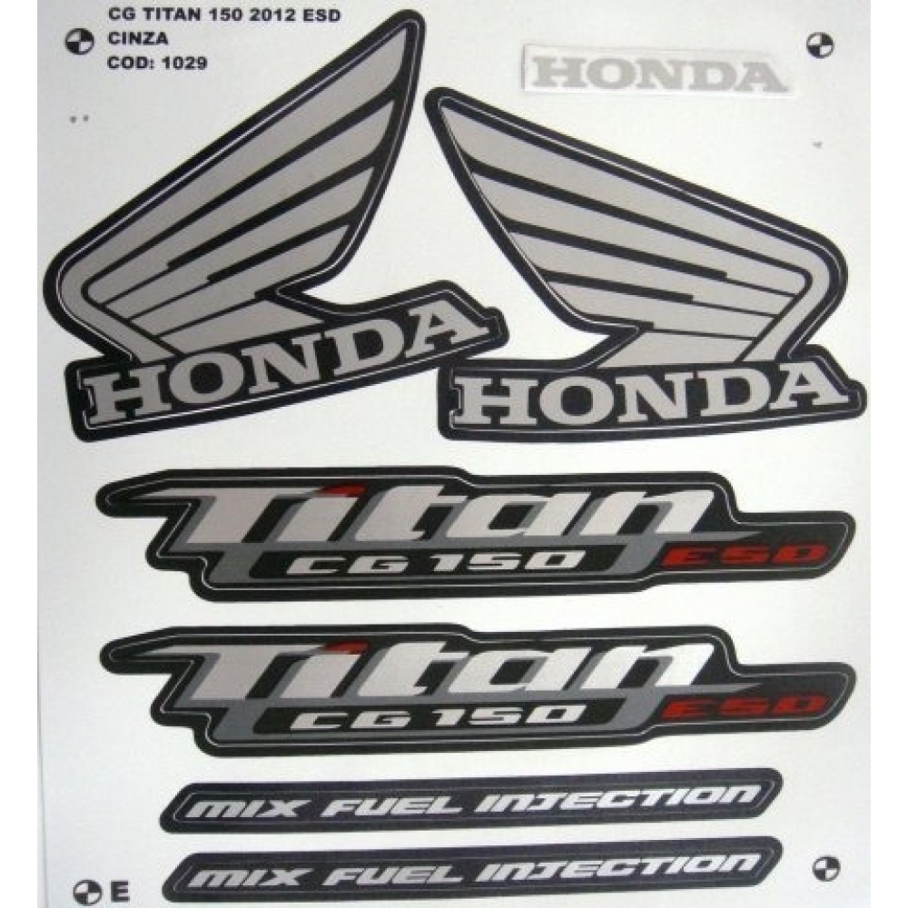 Kit Adesivos Titan 150 Esd Cinza Prata 2012 Jogo Adesivo