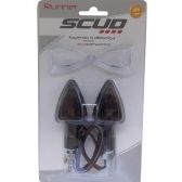 Par De Pisca Mini Seta Moto Scud Runner Esportivo Preto Carbono Com Lente Cristal + Fumê - Par