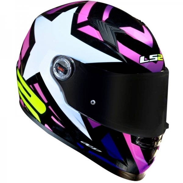 Capacete Moto Feminino Fechado Ls2 Ff358 Classic FF358 Starwar Preto Rosa Esportivo C/ Selo Inmetro