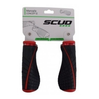 Par De Manopla Punho Moto Concept 2 Ergonômica Anatômica Descanso P/ Mão Scud Preto Vermelho
