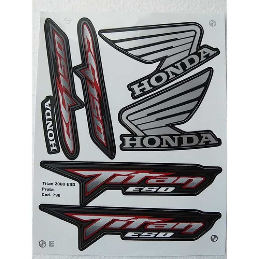 Kit Adesivos Faixa Titan 150 Esd 2008 Preta Jogo Adesivo