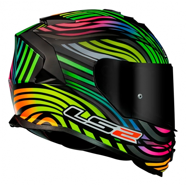 Capacete Moto Fechado Ls2 Ff800 Storm Power Arco Iris Preto Rainbow C/ Óculos Interno C/ Selo Inmetro