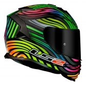 Capacete Moto Fechado Ls2 Ff800 Storm Power Arco Iris Preto Rainbow C/ Óculos Interno C/ Selo Inmetro
