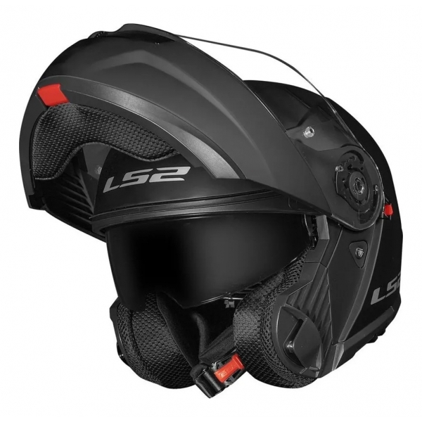 Capacete Moto Robocop Articulado LS2 FF908 Strobe 2 Monocolor Escamoteável C/ Óculos - Preto Fosco