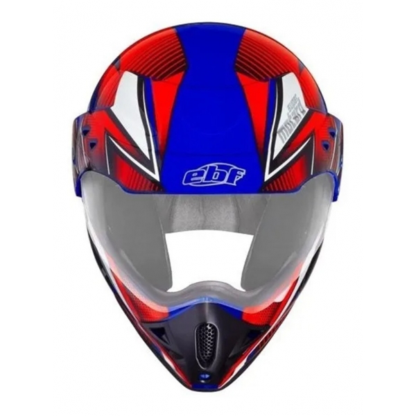 Capacete Moto Esportivo Ebf Super Motard Iron Action Motocross C/ Selo Inmetro Lançamento - Azul Vermelho