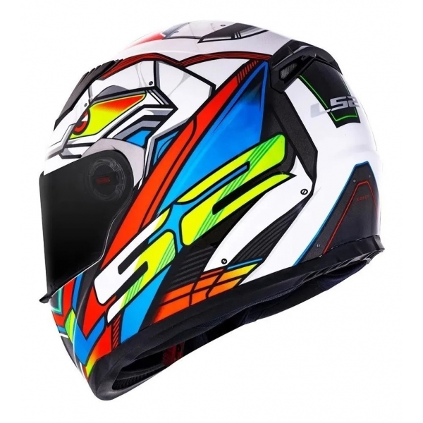 Capacete Moto Fechado Ls2 Ff358 Classic Xdron Neon Branco Laranja Esportivo C/ Selo Inmetro