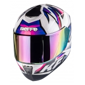 Capacete Moto Bieffe b12 Kf Piloto 26 Motovelocidade Masculino Feminino C/ Viseira Extra Lançamento - Branco / Roxo