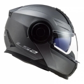 Capacete Moto Articulado Robocop LS2 FF902 Scope Monocolor Titanium Fosco Escamoteável C/ Óculos - Preto Fosco