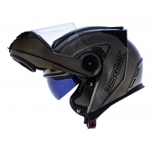 Capacete Moto Robocop Escamoteável Norisk Route FF345 Speedmax Articulado C/ Óculos E Selo Inmetro - Iron Chrome Titanium Brilho