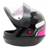 Capacete Moto Feminino Automático Ebf Bolt Preto Rosa C/ Viseira Automática C/ Selo Inmetro