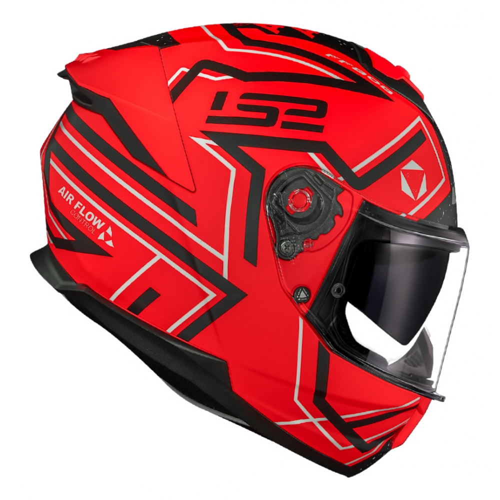 Capacete Moto Fechado Ls2 Ff808 Stream 2 Maze Esportivo C/ Óculos Interno Lançamento C/ Selo Inmetro - Vermelho Preto