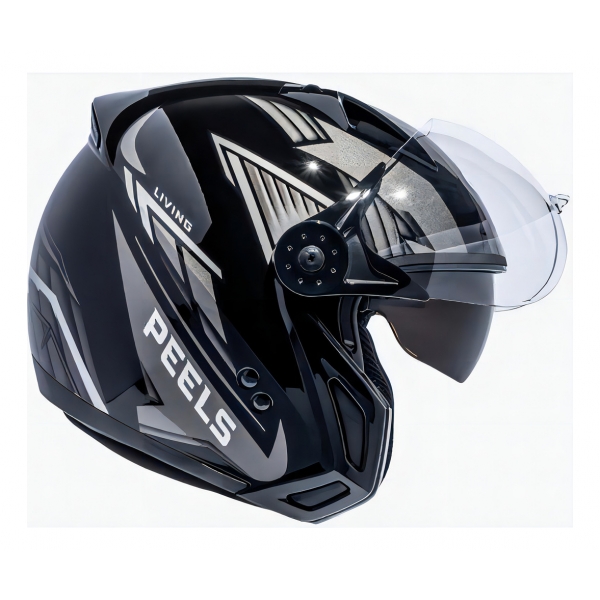 Capacete Moto Peels F21 Aviador Mirage Living Preto C/ Óculos Queixeira Removível Masculino Feminino