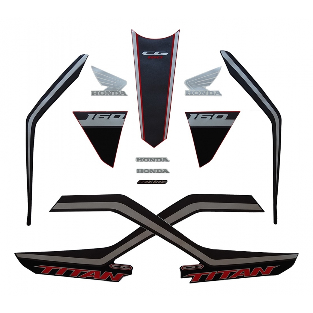 Kit Adesivos Faixas Moto Titan 160 2020 2021 Preta Jogo Adesivo Jotaesse