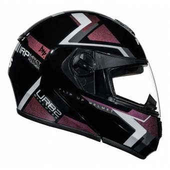 Capacete Moto Feminino Robocop Peels Urban U-Rb2 Discover Preto Rosa Camelão Escamoteável C/ Oculos