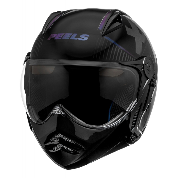 Capacete Moto Peels Mirage Edge Preto Camaleão Custom Aviador C/ Óculos Queixeira Removível Masculino Feminino